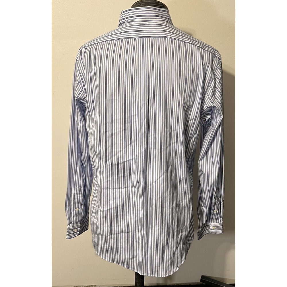 Ralph Lauren Shirt Mens Large Blue Stripe Custom Fit Button Down Long Sleeve - Picture 5 of 10